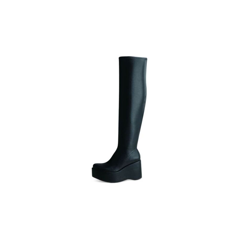 WILD PAIR Womens Black 2" Platform Enchantt Round Toe Wedge Boots Shoes 6.5 M